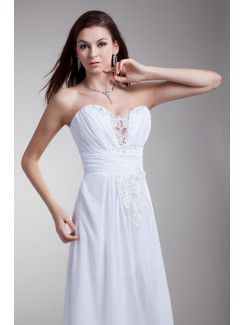 Chiffon Sweetheart Floor Length A-line Embroidered Prom Dress