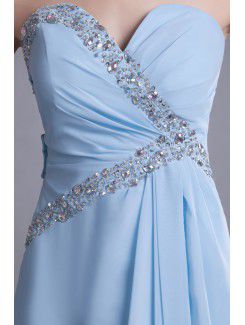 Chiffon Sweetheart Sweep Train Column Embroidered Prom Dress