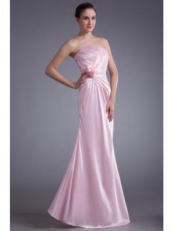 Silk Sweetheart Floor Length Sheath Hand-made Flower Prom Dress