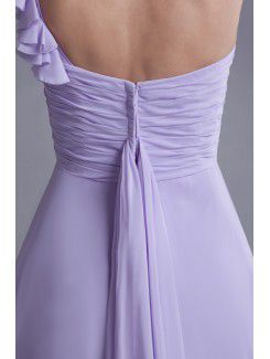 Chiffon One-Shoulder Floor Length Column Bow Prom Dress