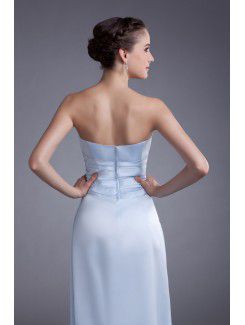 Satin Strapless Floor Length A-line Prom Dress