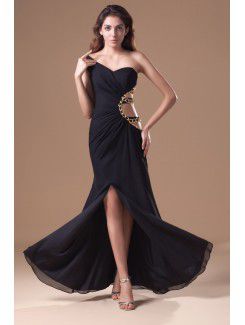 Chiffon Asymmetrical Ankle-Length Sheath Embroidered Prom Dress