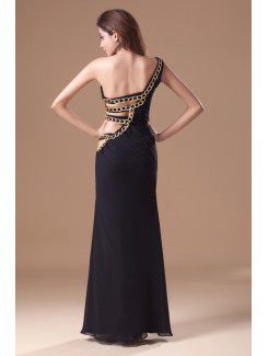 Chiffon Asymmetrical Ankle-Length Sheath Embroidered Prom Dress