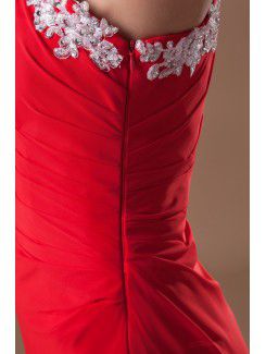 Chiffon One-Shoulder Floor Length Sheath Embroidered Prom Dress