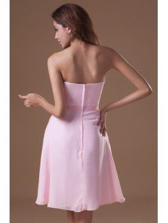 Chiffon Strapless Knee Length Column Prom Dress