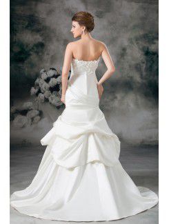Satin Sweetheart Sweep Train Sheath Embroidered Wedding Dress