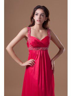 Chiffon Straps Floor Length Column Embroidered Prom Dress