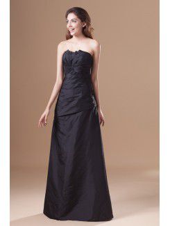 Taffeta Scallop Floor Length A-line Directionally Ruched Prom Dress