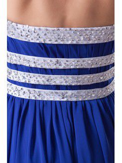 Chiffon Strapless Floor Length Column Embroidered Prom Dress