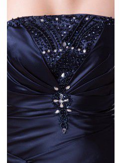 Satin Strapless Sweep Train Sheath Embroidered Prom Dress