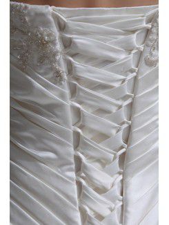 Charmeuse Sweetheart Chapel Train A-Line Wedding Dress with Embroidered