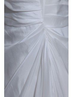 Taffeta V-Neck Sweep Train A-Line Wedding Dress with Ruffle