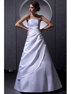 Тафты без бретелек длина пола-line свадебное платье с рюшами