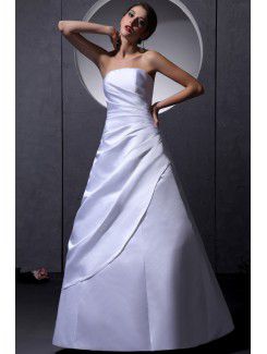 Taffeta Strapless Floor Length A-Line Wedding Dress with Ruffle