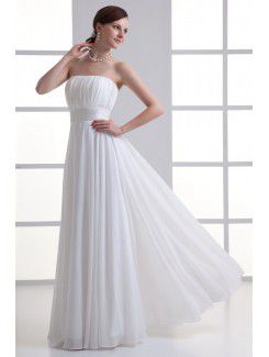 Chiffon Strapless Empire line Floor Length Sash Wedding Dress