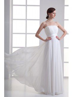Chiffon Strapless Empire line Floor Length Sash Wedding Dress