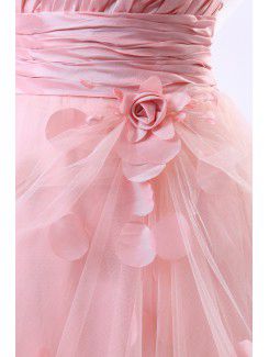 Taffeta One-Shoulder Floor Length A-Line Wedding Dress with Flower Flowers