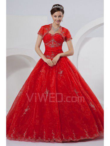 Taffeta Sweetheart Floor Length Ball Gown Wedding Dress with Jacket