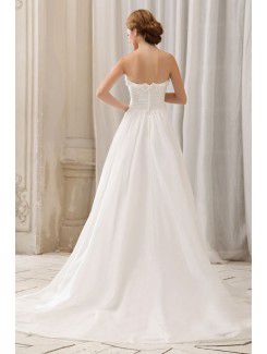 Chiffon Strapless Floor Length A-Line Wedding Dress with Ruffle Flowers