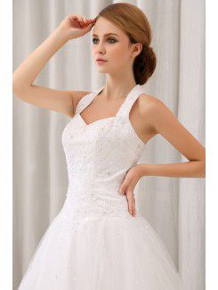 Satin Halter Floor Length A-Line Wedding Dress