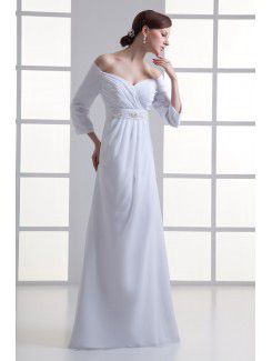 Chiffon Sweetheart Empire line Floor Length Three-quarter Sleeves Wedding Dress