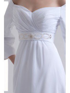 Chiffon Sweetheart Empire line Floor Length Three-quarter Sleeves Wedding Dress