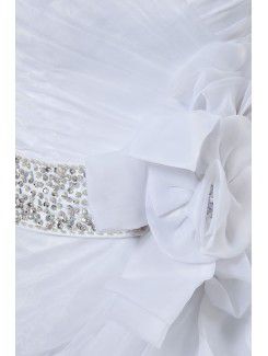 Satin Sweetheart Chapel Train A-Line Wedding Dress with Flower and Sequins