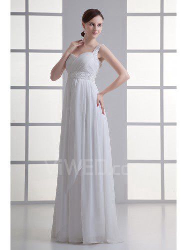 Шифон империи ремни линии пола длиной створки свадебное платье