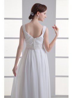 Chiffon Straps Empire line Floor Length Sash Wedding Dress