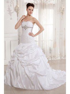 Satin Sweetheart Court Train Ball Gown Wedding Dress