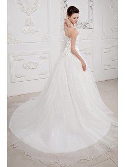 Tulle Sweetheart Chapel Train Ball Gown Wedding Dress with Sequins