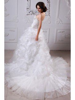 Tulle and satin Sweetheart Cathedral Train Ball Gown Wedding Dress
