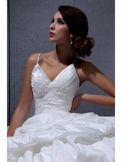 Taffeta V-Neckline Court Train Ball Gown Wedding Dress