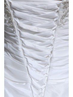 Taffeta Strapless Cathedral Train Ball Gown Wedding Dress with Embroidered and Ruffle