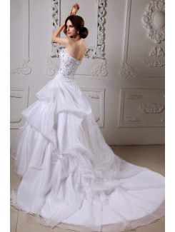 Satin Sweetheart Cathedral Train Ball Gown Wedding Dress