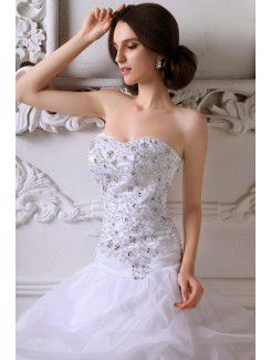 Satin Sweetheart Cathedral Train Ball Gown Wedding Dress