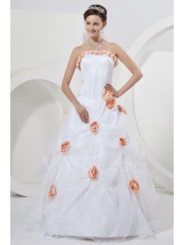Satin Strapless Floor Length Ball Gown Wedding Dress
