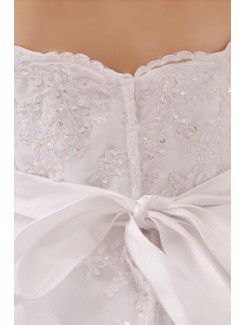 Organza and Lace Sweetheart Court Train Ball Gown Wedding Dress