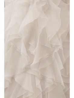 Organza and Lace Strapless Sweep Train A-line Wedding Dress
