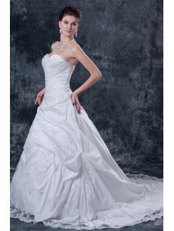 Satin and Taffeta Sweetheart Chapel Train A-Line Wedding Dress