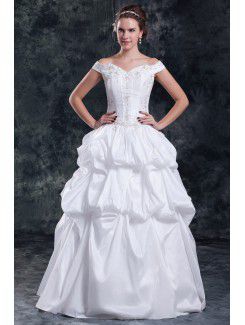 Тафты с открытыми плечами длина пола бальное платье вышитое свадебное платье