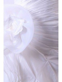 Taffeta Halter Cathedral Train A-Line Wedding Dress with Flower and Embroidered