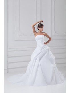 Taffeta Strapless Sweep Train Ball Gown Wedding Dress with Jacket