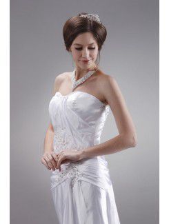 Satin Sweetheart Sweep Train Sheath Wedding Dress with Sequins