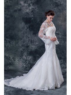 Lace Sweetheart Chapel Train Mermaid Wedding Dress with Jacket