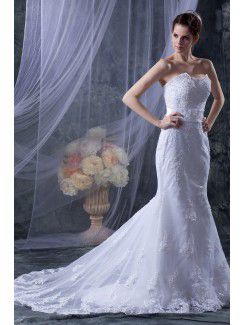 Tulle Strapless Chapel Train Mermaid Wedding Dress with Jacket
