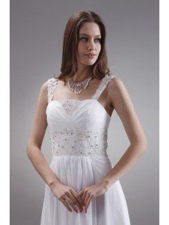 Satin and Chiffon Square Court Train Column Wedding Dress with Sequins