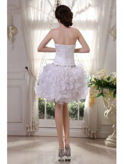 Satin and Tulle Sweetheart Short Ball Gown Wedding Dress