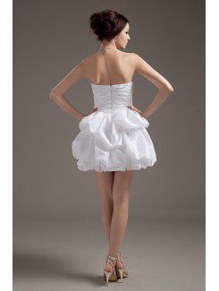 Taffeta Strapless Short Ball Gown Wedding Dress with Ruffle