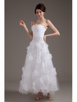 Organza cheville-longueur robe de mariée a-ligne
